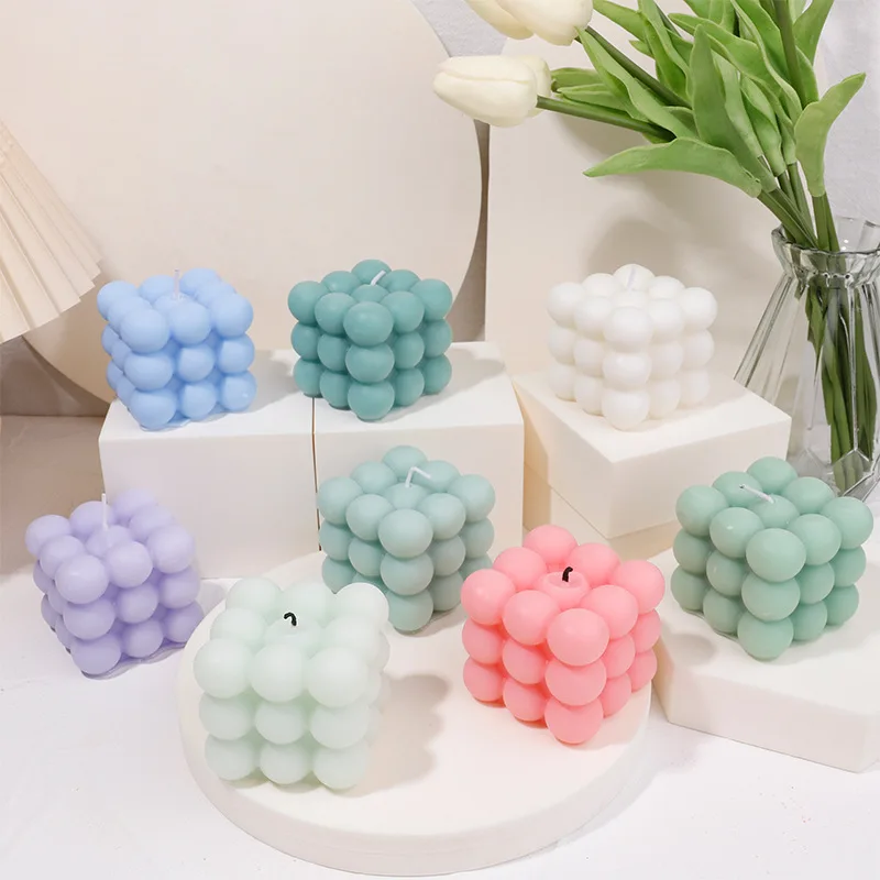 Cube bubble candle