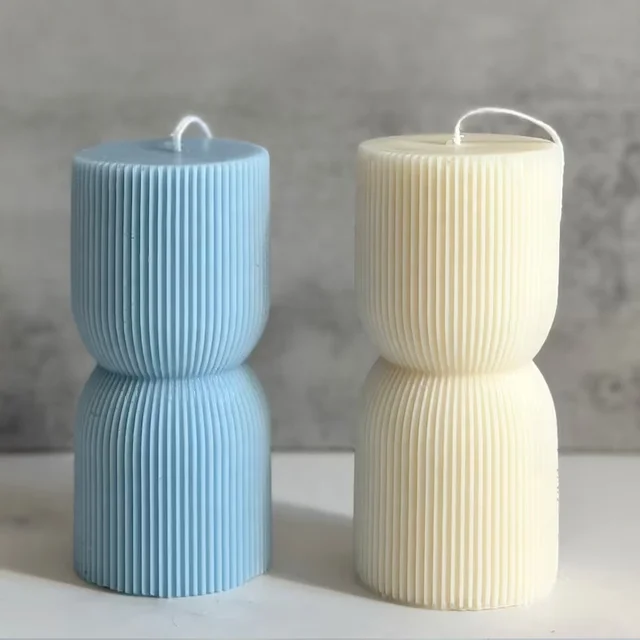 Striped Pillar Aesthetic Candle