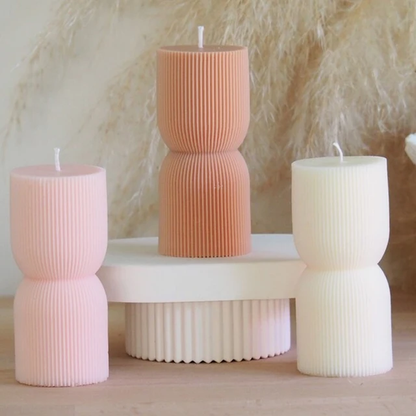 Striped Pillar Aesthetic Candle