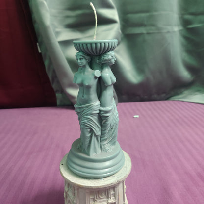 Roman lady statue candle